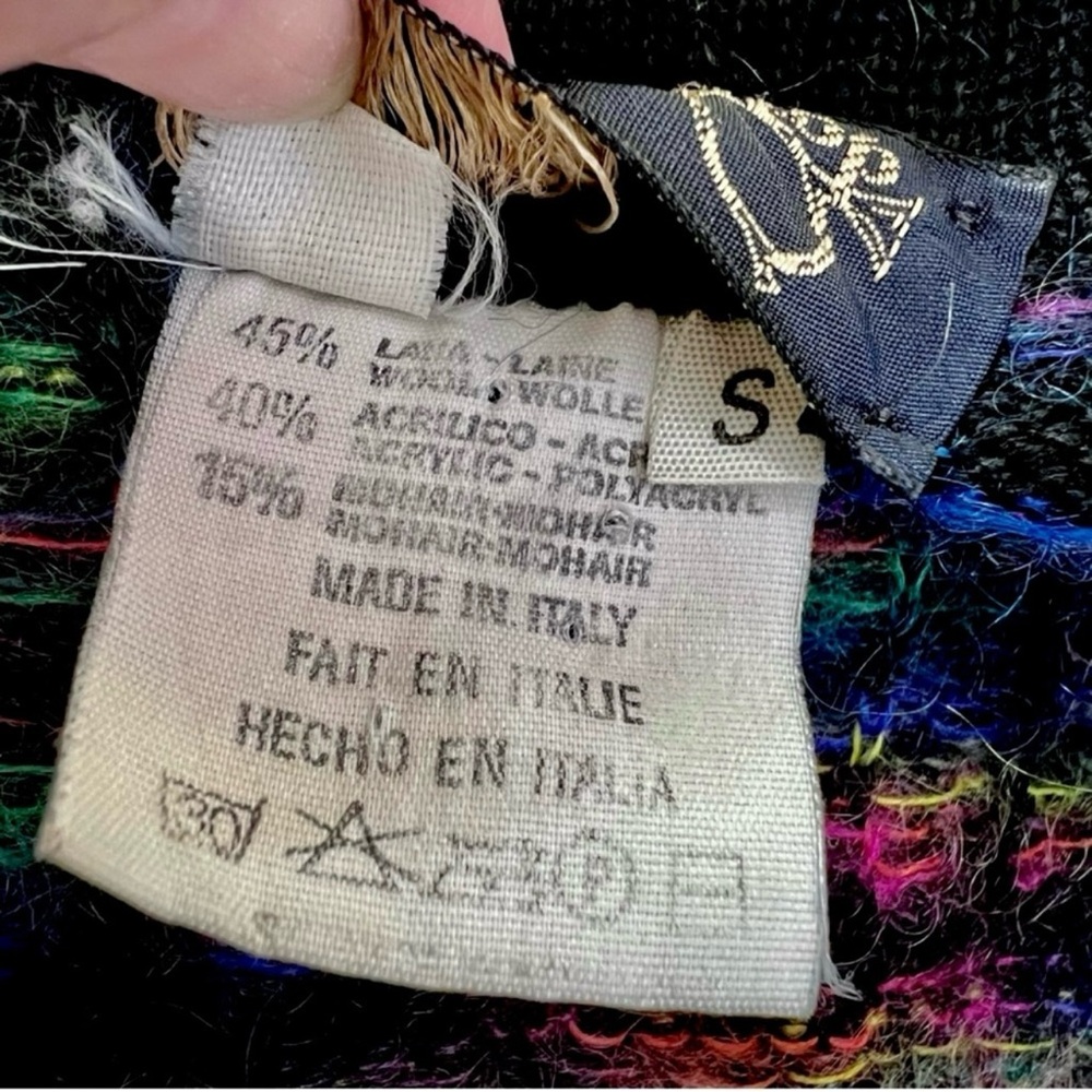 ⭐️ Country Shop 80s WOOL MOHAIR Intarsia Knit Button Up Cardigan Sweater Unisex - Picture 8 of 10